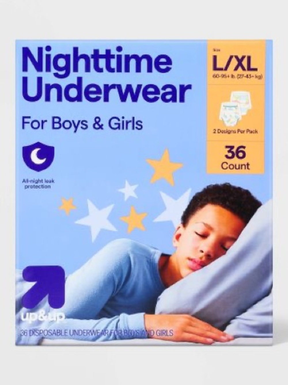 Nighttime Underwear pull ups for Boys & Girls - Light Blue (L/XL) - 36 Count